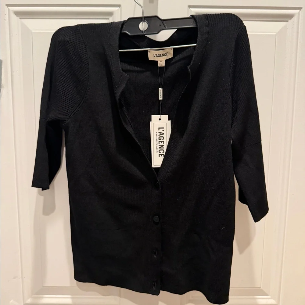 L'AGENCE Carrie Short Sleeve Cardigan - Picture 4 of 8